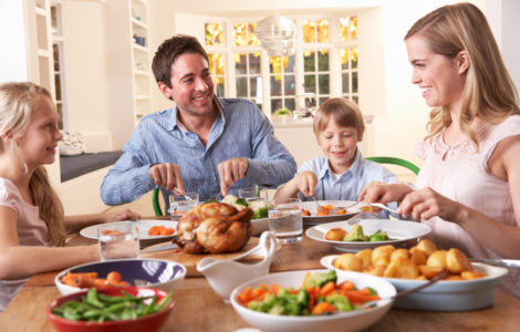 Family; eating; dinner; table